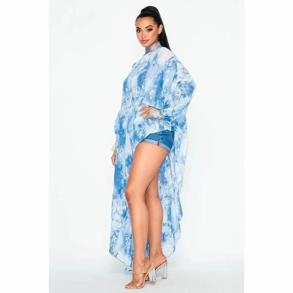 Empress Chiffon Top (BLUE TIE DYE) - Picture 2 of 5
